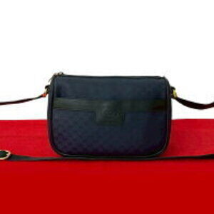GUCCI GG logo leather Shoulder Bag Navy Blue black